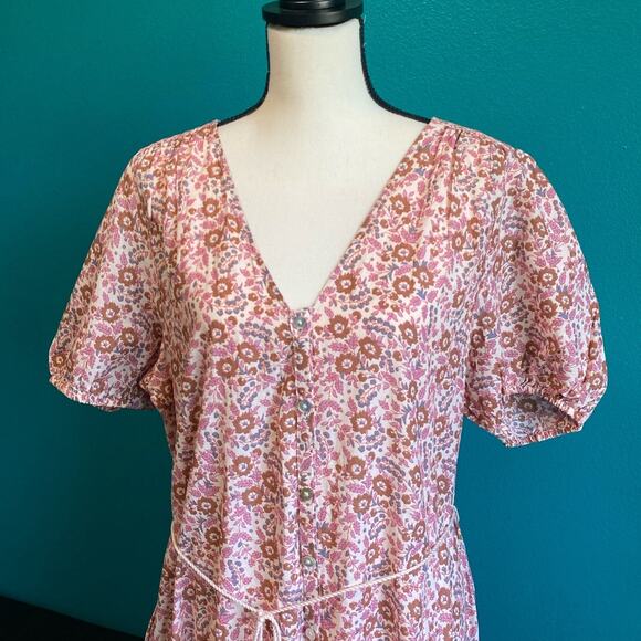 Faherty Orinda Floral Print Organic Cotton Maxi Dress Women's XL - Picture 3 of 10